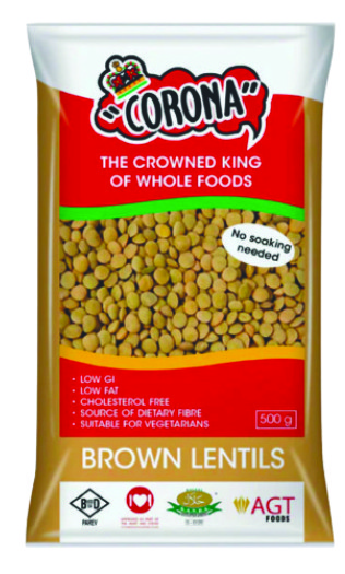 CORONA BROWN WHOLE LENTILS 500G